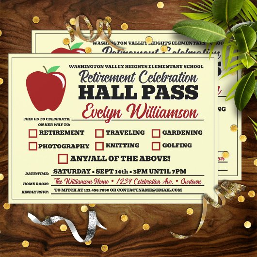 Grappige Hall Pass Leraar Pensioenfeest Kaart