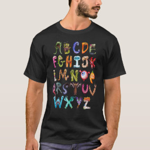 Grappige Halloween Alfabet ABC's Leren Kleuterscho T-shirt