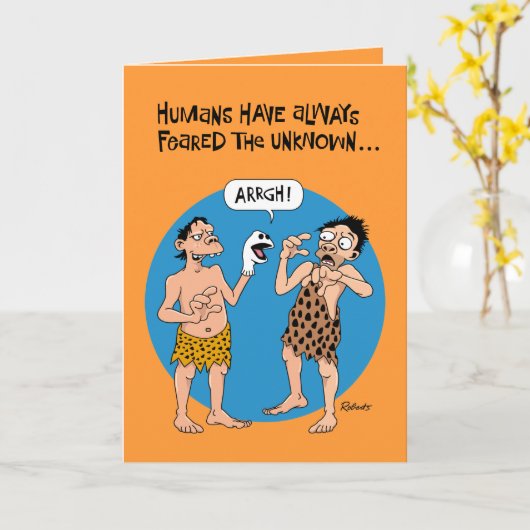 Grappige Halloween angst Kaart (Gele Bloem)