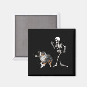 Grappige Halloween Australische herder en skelet Magneet (Voorkant / Achterkant)