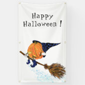 Grappige Halloween Banner Witch Pumpkin Vliegen (Verticaal)