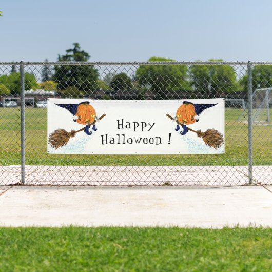 Grappige Halloween Banner Witch Pumpkin Vliegen (Insitu)