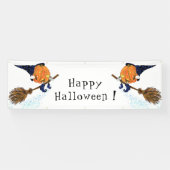 Grappige Halloween Banner Witch Pumpkin Vliegen (Horizontaal)