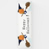 Grappige Halloween Banner Witch Pumpkin Vliegen (Verticaal)