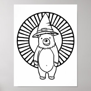 Grappige Halloween Beer kleurplaat Poster