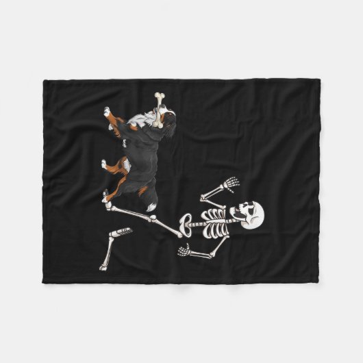 Grappige Halloween Berner Sennenhond en skelet Fleece Deken (Voorkant (Horizontaal))