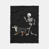Grappige Halloween Berner Sennenhond en skelet Fleece Deken (Voorkant)