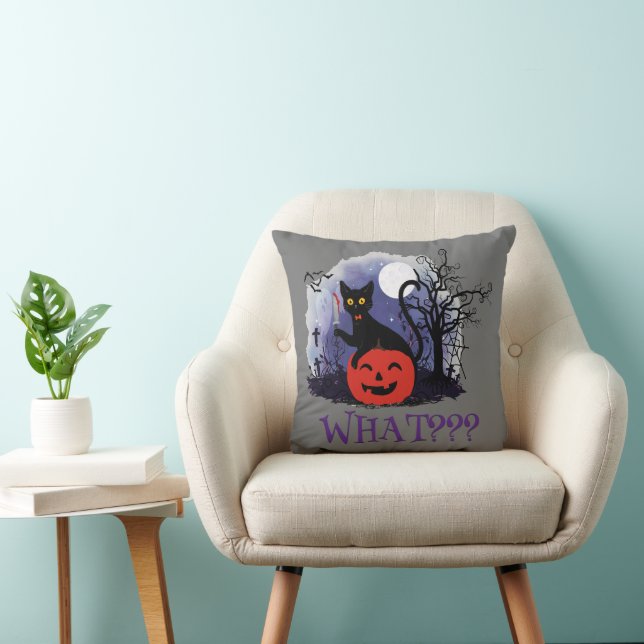 Grappige Halloween Bewitched Black Cat Wat? Kussen (Stoel)