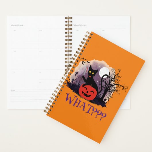 Grappige Halloween Bewitched Black Cat Wat? Planner (Display)