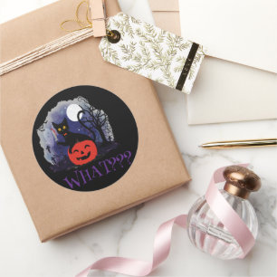 Grappige Halloween Bewitched Black Cat Wat? Ronde Sticker