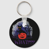 Grappige Halloween Bewitched Black Cat Wat? Sleutelhanger (Voorkant)