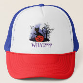 Grappige Halloween Bewitched Black Cat Wat? Trucker Pet (Voorkant)