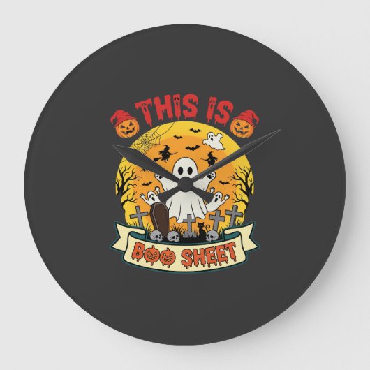 Grappige Halloween Boe Sheet Spook Kerkhof Grote Klok (Voorkant)
