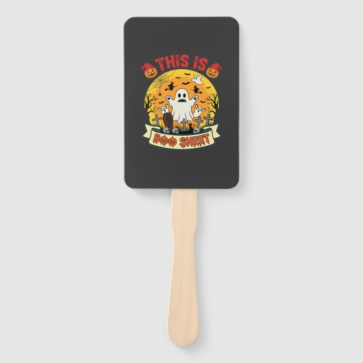 Grappige Halloween Boe Sheet Spook Kerkhof Handwaaier (Voorkant)