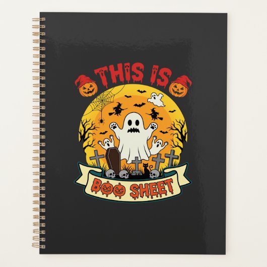 Grappige Halloween Boe Sheet Spook Kerkhof Planner (Voorkant)