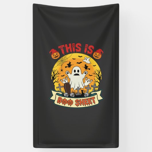 Grappige Halloween Boe Sheet Spook Kerkhof Spandoek (Verticaal)