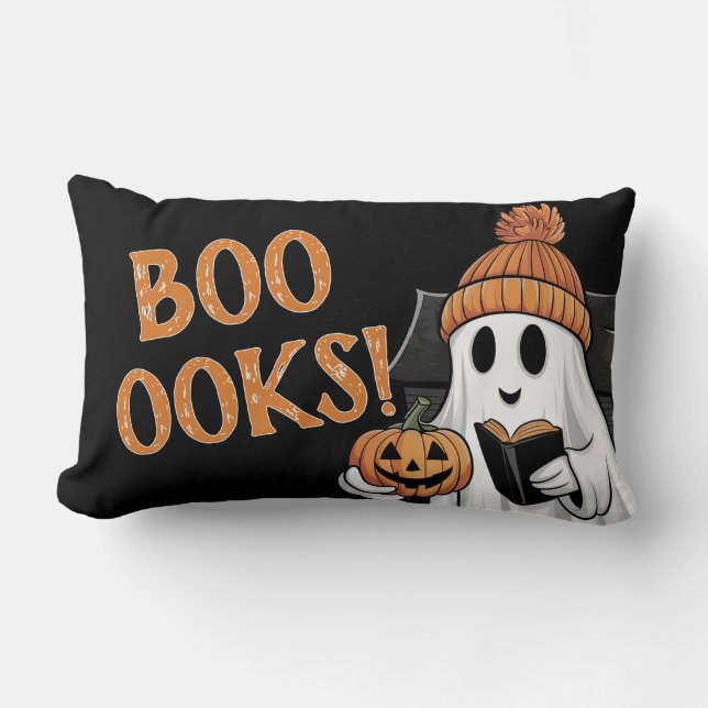 Grappige Halloween Boek Liefhebber Quote Geest Kussen (Voorkant)