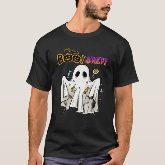 Grappige halloween boo crew groovy spook pompoen p t-shirt (Voorkant)