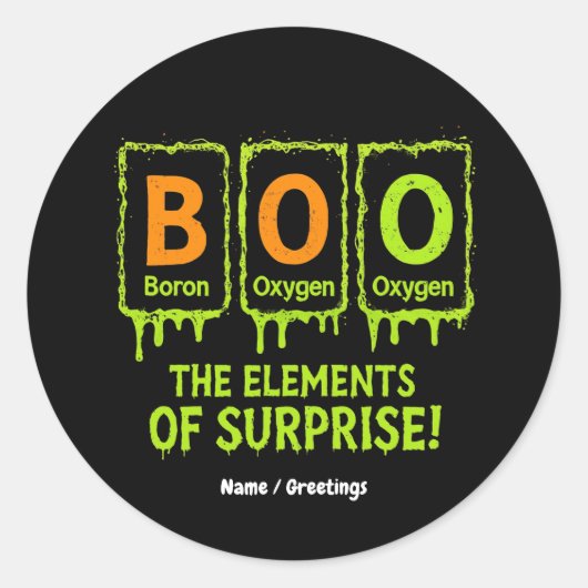 Grappige Halloween Boo Elements Science Surprise G Ronde Sticker (Voorkant)
