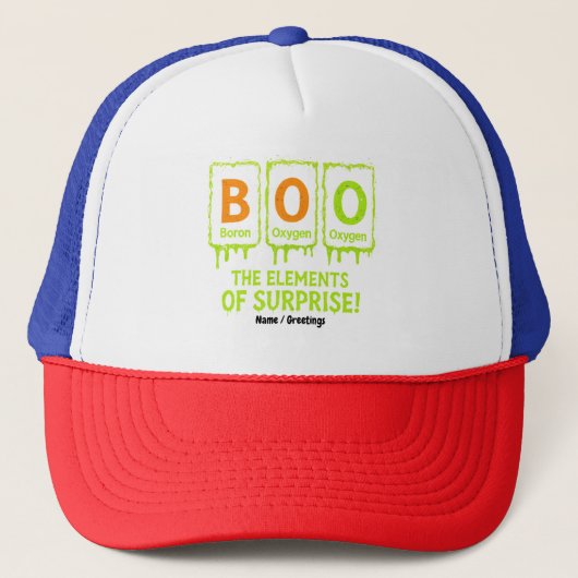 Grappige Halloween Boo Elements Science Surprise G Trucker Pet (Voorkant)