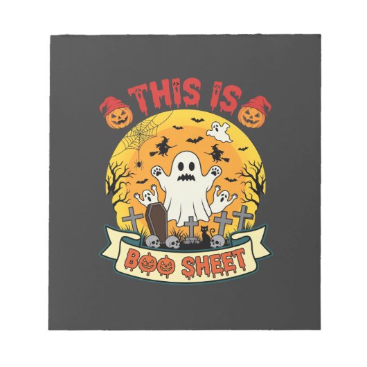 Grappige Halloween Boo Sheet Geest Kerkhof Notitieblok (Voorkant)