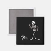 Grappige Halloween Boston Terrier en Skeleton Magneet (Voorkant / Achterkant)