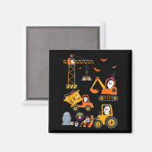 Grappige Halloween Bouwtrucks Pompoen Peuter Magneet (Voorkant / Achterkant)
