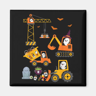 Grappige Halloween Bouwtrucks Pompoen Peuter Magneet