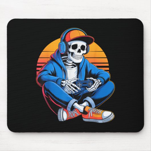 Grappige Halloween Boys Mannen Kinder Skeleton Vid Muismat (Voorkant)