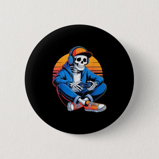 Grappige Halloween Boys Mannen Kinder Skeleton Vid Ronde Button 5,7 Cm (Voorkant)