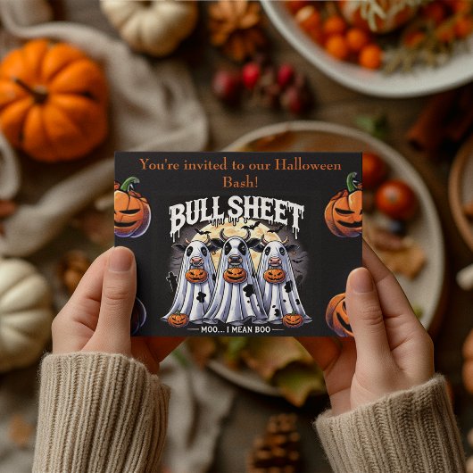 Grappige Halloween Bull Sheet moo stieren geest Kaart