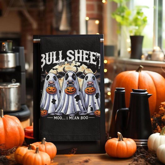Grappige Halloween Bull Sheet moo stieren Theedoek