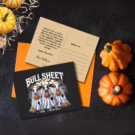 Grappige Halloween Bull Sheet stieren geest Briefkaart