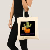 Grappige Halloween Cactus Trick or Treat Tote Bag (Voorkant (product))