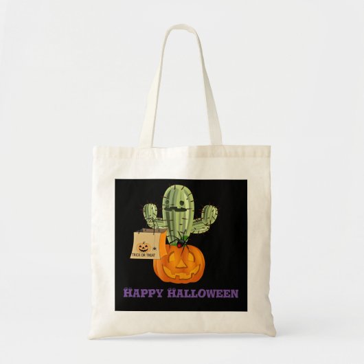 Grappige Halloween Cactus Trick or Treat Tote Bag (Voorkant)