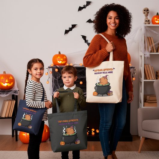 Grappige Halloween Capybara Heks Tovenaar Ketel Tote Bag