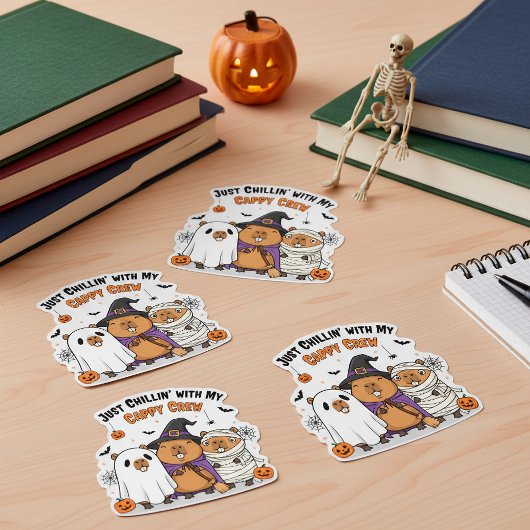 Grappige Halloween Capybara Schattigee "Cappy Crew Sticker