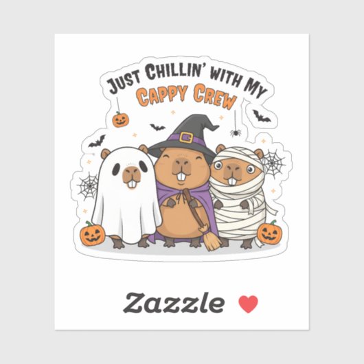 Grappige Halloween Capybara Schattigee "Cappy Crew Sticker (Vel)