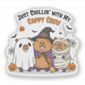 Grappige Halloween Capybara Schattigee "Cappy Crew Sticker (Voorkant)