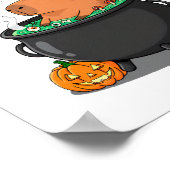 Grappige Halloween Capybara tovenaar Heksenketel Poster (Hoek)