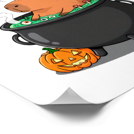 Grappige Halloween Capybara tovenaar Heksenketel Poster (Hoek)