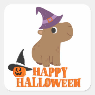 Grappige Halloween Capybara Vierkante Sticker
