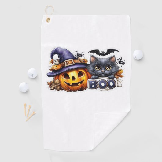 Grappige Halloween Cat Sticker - Heksenjacht Pet,  Golfhanddoek (Insitu)