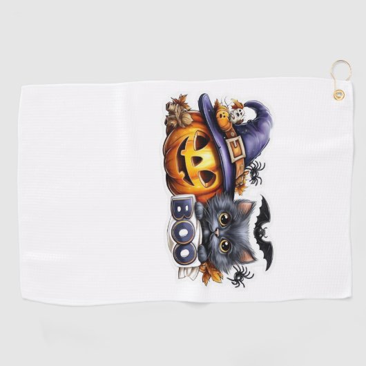 Grappige Halloween Cat Sticker - Heksenjacht Pet,  Golfhanddoek (Horizontaal)