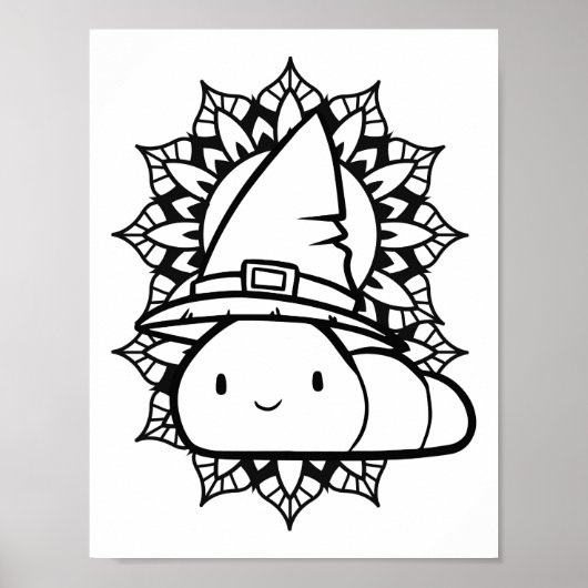 Grappige Halloween Caterpillar kleurplaat Poster (Voorkant)