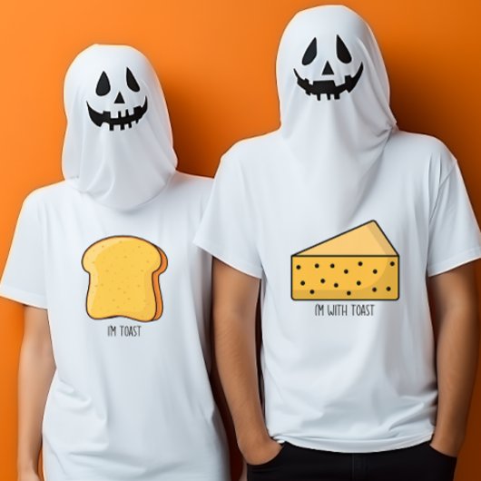 Grappige Halloween cheesy Ik ben met toast koppels T-shirt