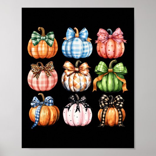 Grappige Halloween Coquette Strik Pompoen Herfst D Poster (Voorkant)