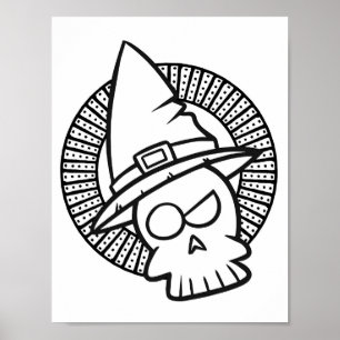 Grappige Halloween cynische schedel kleurplaat Poster