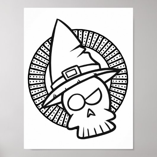 Grappige Halloween cynische schedel kleurplaat Poster (Voorkant)