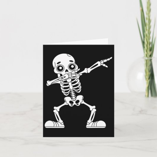 Grappige Halloween Dabbing Skeleton Skull Mannen B Kaart (Voorkant)